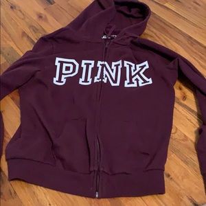 maroon zip up sweatshirt from PINK